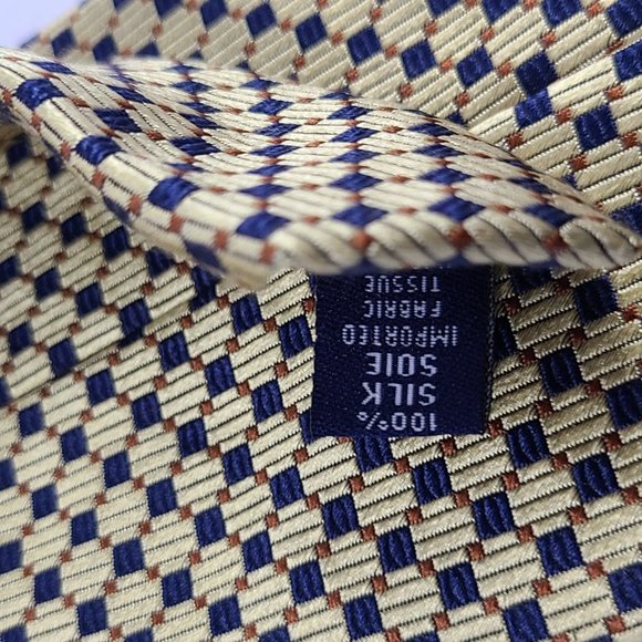 Nautica Gold & Blue Print 100% Silk Tie - Picture 4 of 4